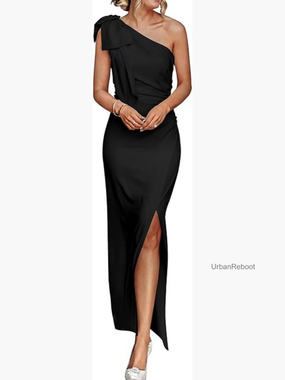 One Shoulder Maxi Dress Sleeveless Ruched Bodycon Formal Party